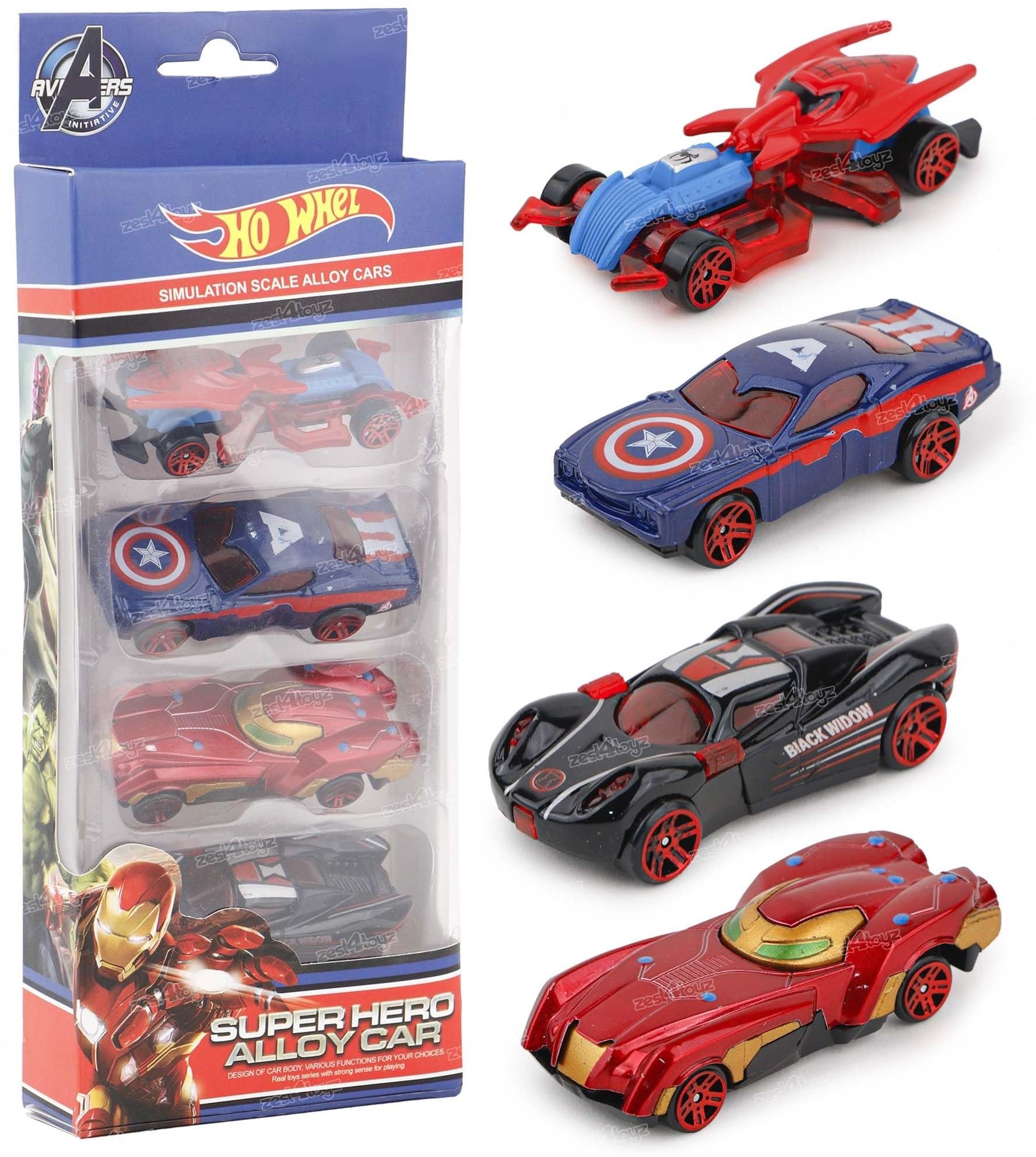 Super Heros Alloy Car Set -Pack of 4