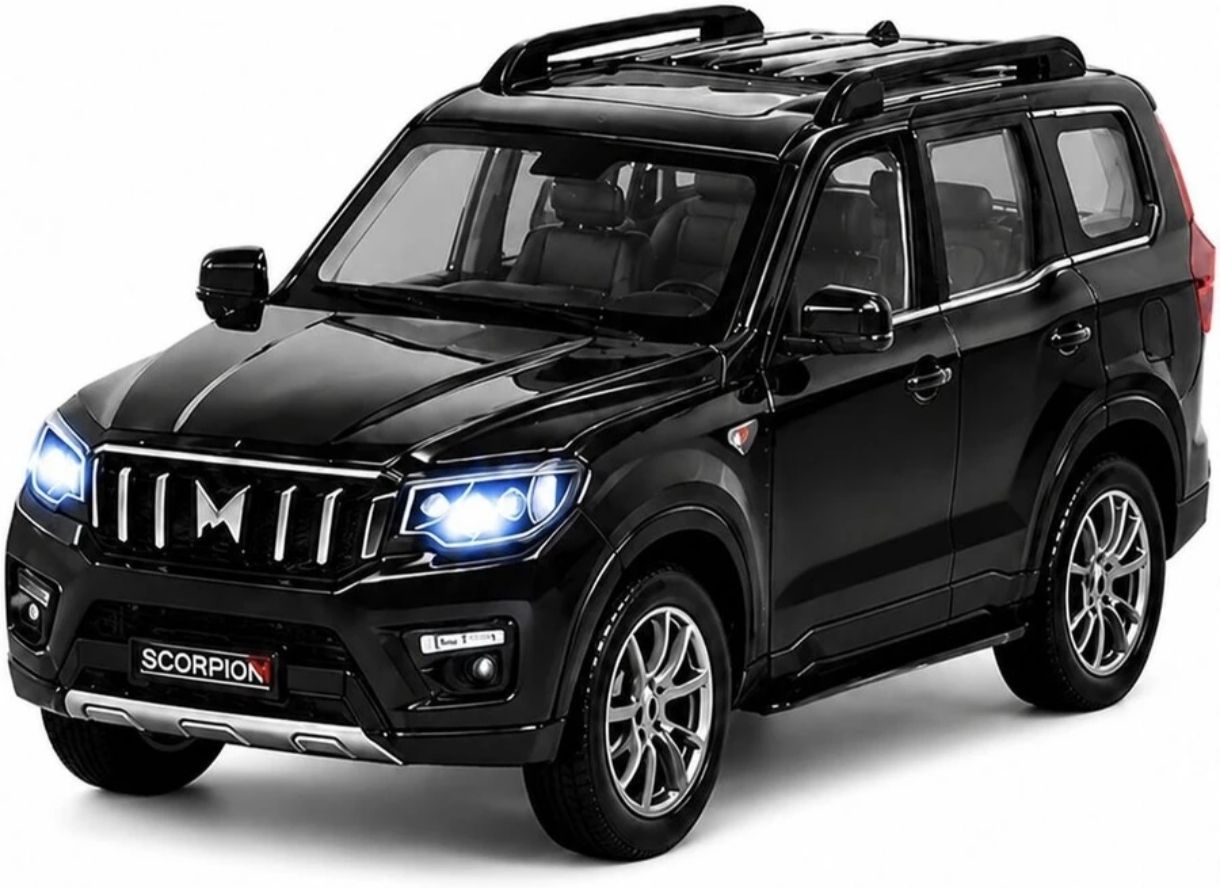 Metal Scorpio Black Car With Openable Doors And Back With Pull Back Function-image-25