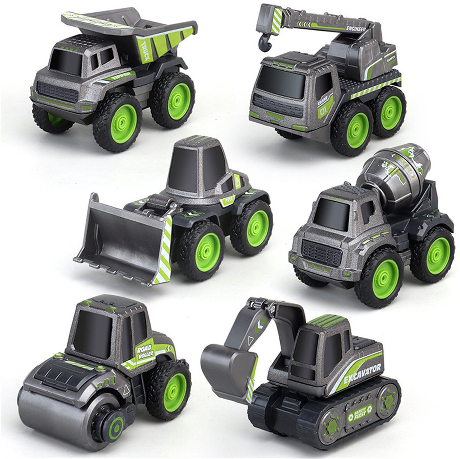 deuson ecom Unbreakable Excavator Toy Set Crane Construction Roller Mixer Truck Transporter-picture-12
