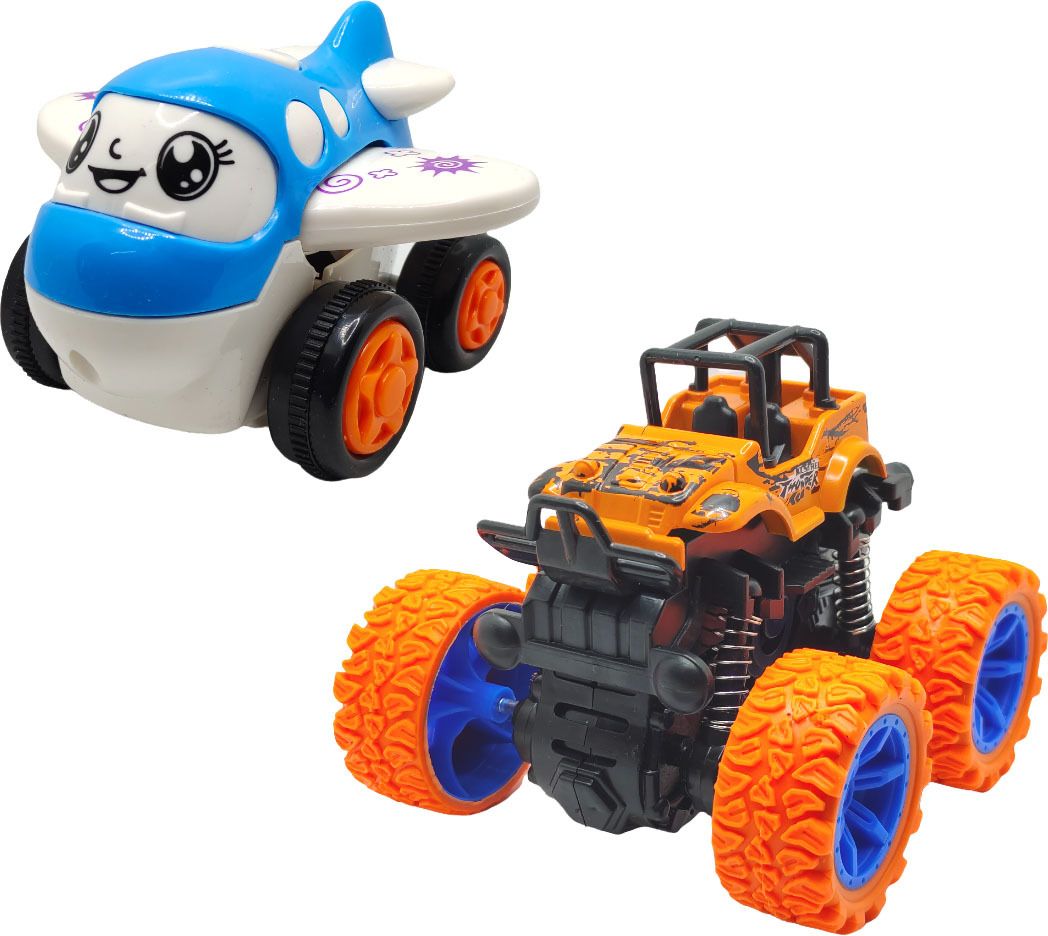 Unbreakable Friction Powered Toy Set of Plane & Monster Car For Kids-image-12