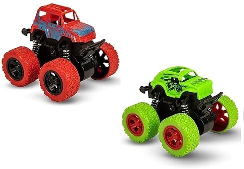 2 Pcs Friction Truck Jeep Car for Kids, Toddlers Multi-color for Boys and Girl
