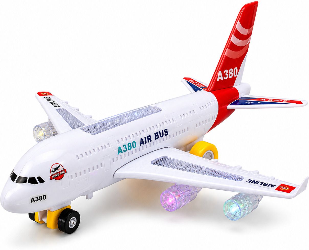 A380 Airplane Toy with Lights & Sound, Friction Powered Plane for Kids 3+-image-26