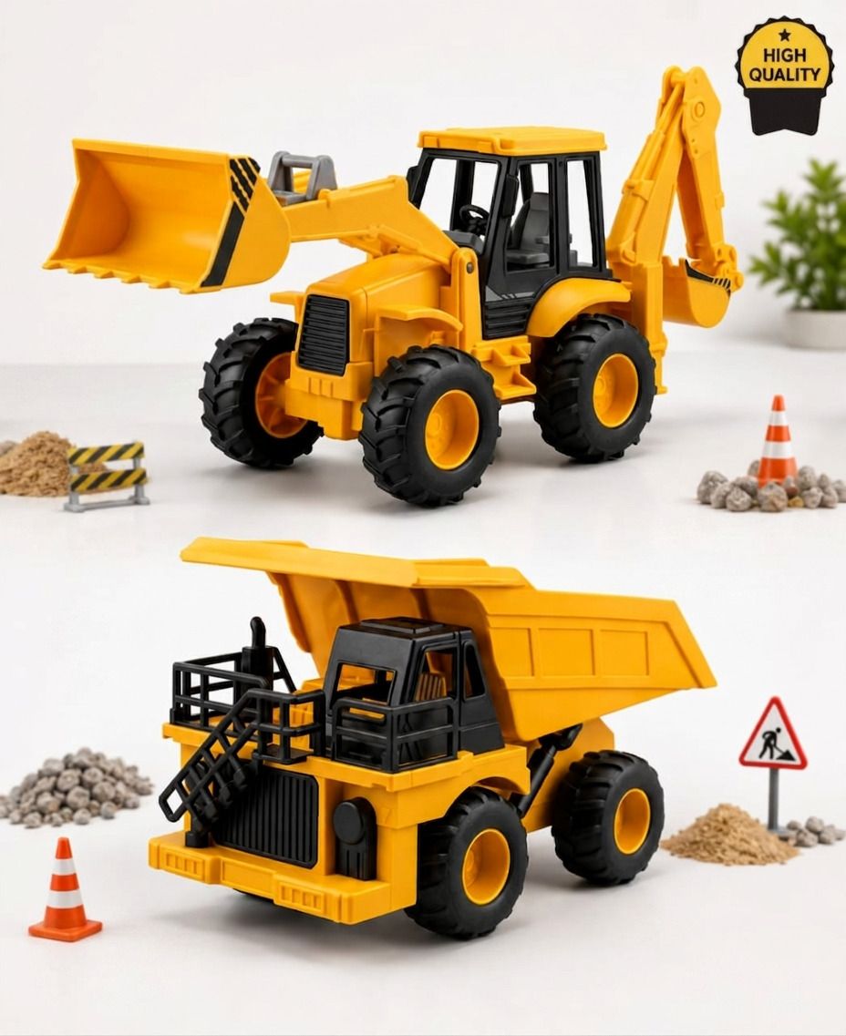 panda nest JCB Bulldozer and Dumper Truck Toys Realistic Construction Vehicle Set for Kids-picture-25