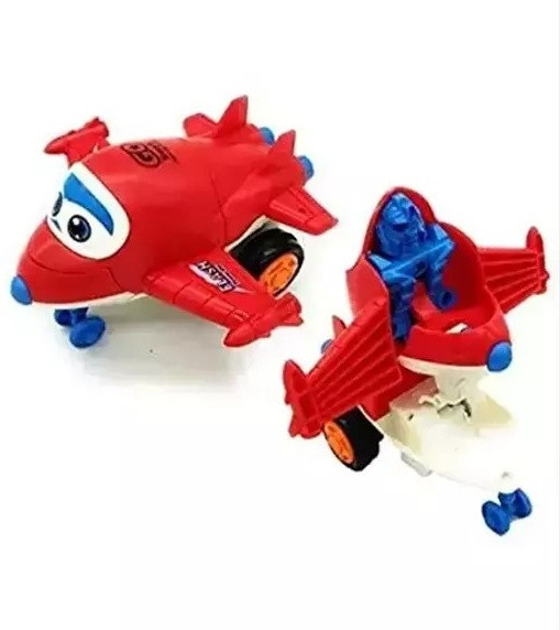 3 jokers Pull Push back action robot aeroplane toy for kids, mini aeroplane to robot image 1
