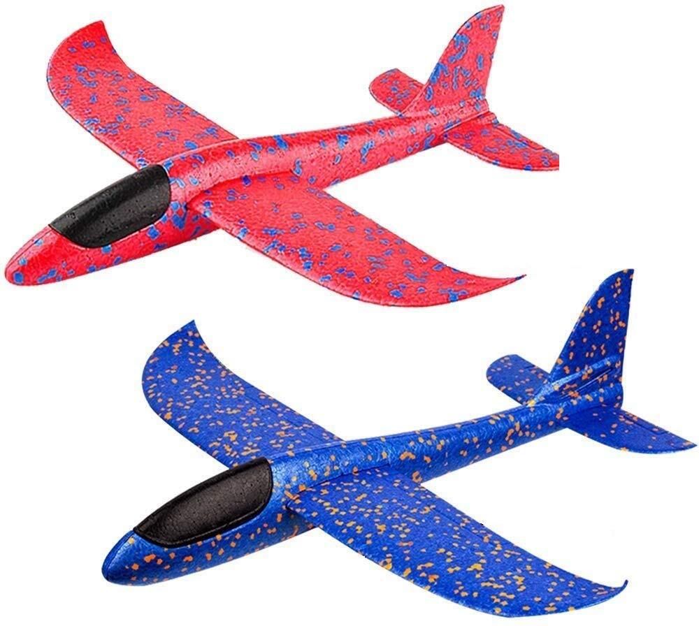 2 Pieces Foam Glider Plane Toy 17.5 inch Throwing Airplane with Dual Flight Mode