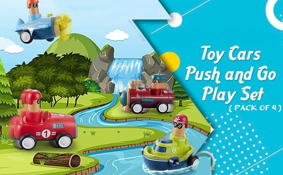 zokato Boat-car-train-Plane Kid Toys Top Gear Push Car Toy Set of 4 Vehicle Toy-VP1-picture-5