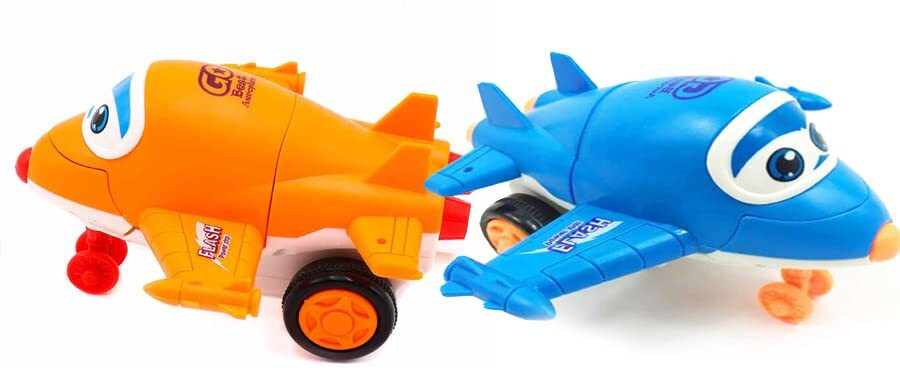 littlewish Racing Plane to Robot Blue & Unbreakable Frict Mini Racing Plane to Robot Orange image 1