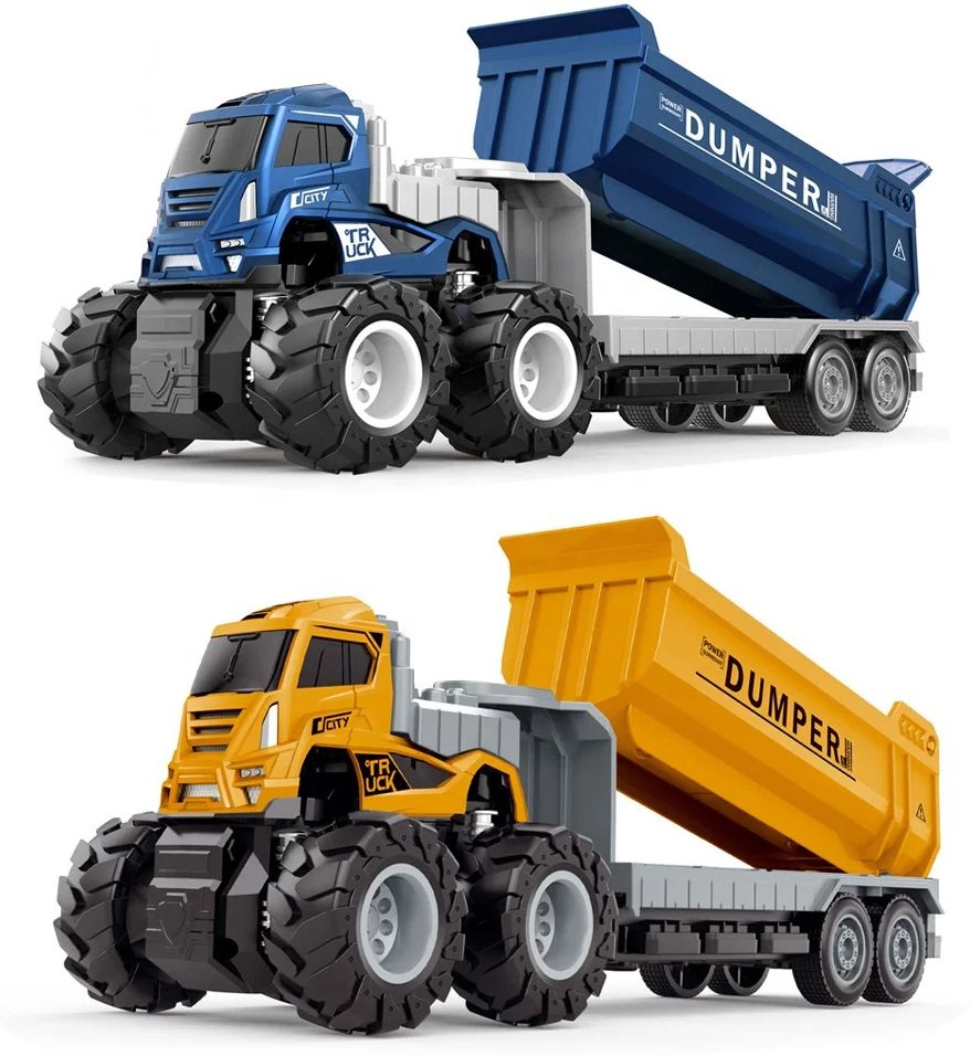Dumper Truck Toy Friction Power Truck Metal Die Cast Transposing Truck for Kids-image-16