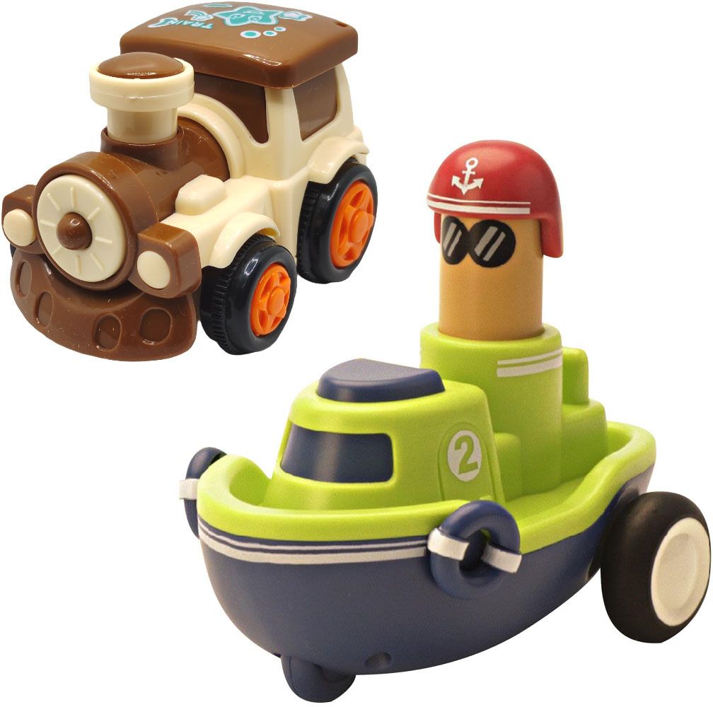 Unbreakable Friction Powered Diecast Train & Push and Go Boat Toy Set-image-40
