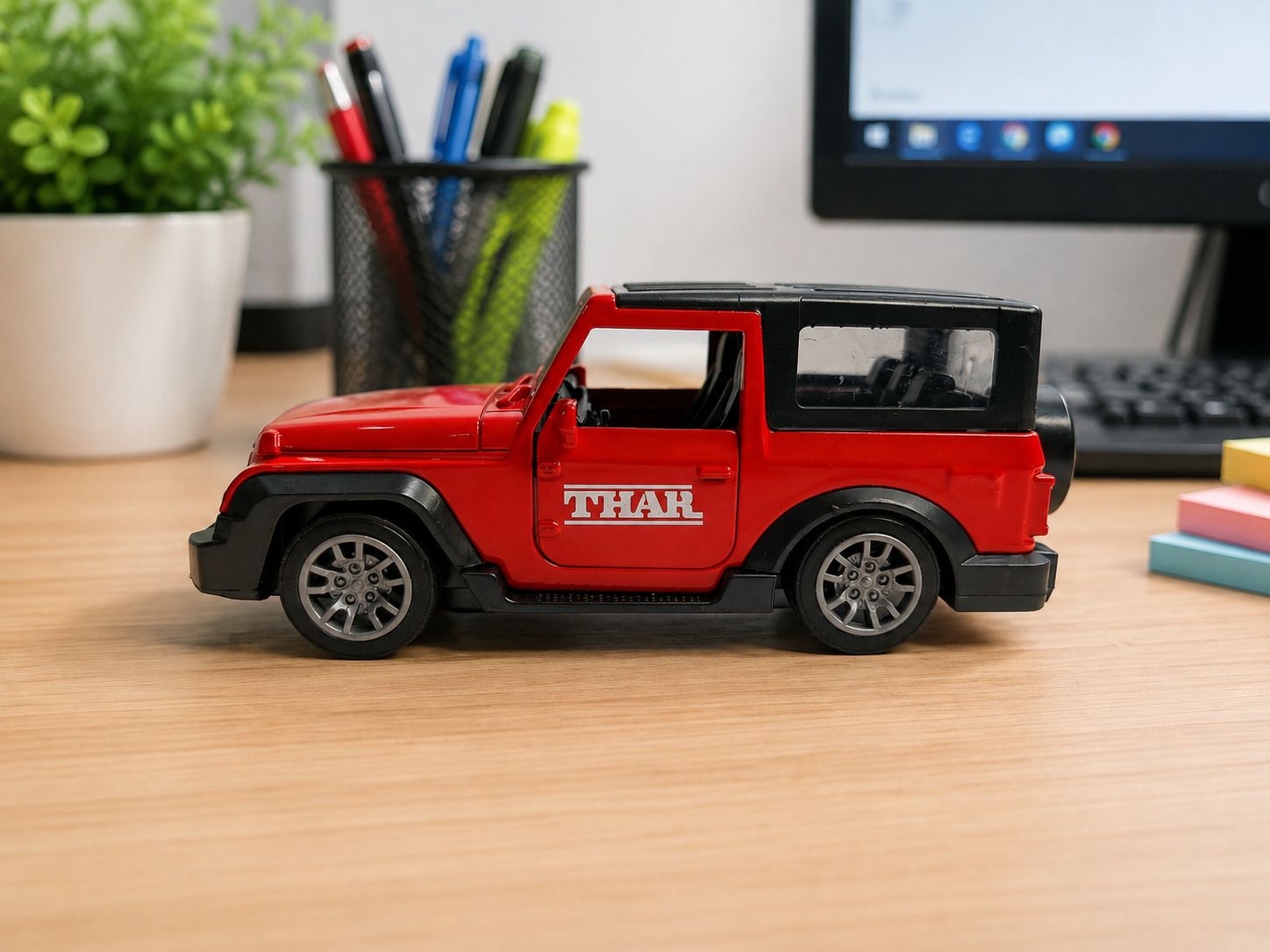 Mini Thar Die-Cast Toy Car with Opening Doors | Metal Pull Back SUV Model-image-27