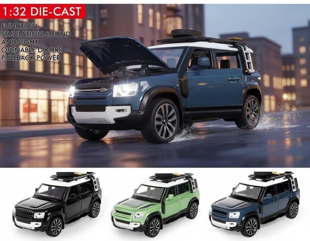 jaksh enterprises Defender Car Alloy Metal Pull Back Openable Doors Lights & Music-picture-25