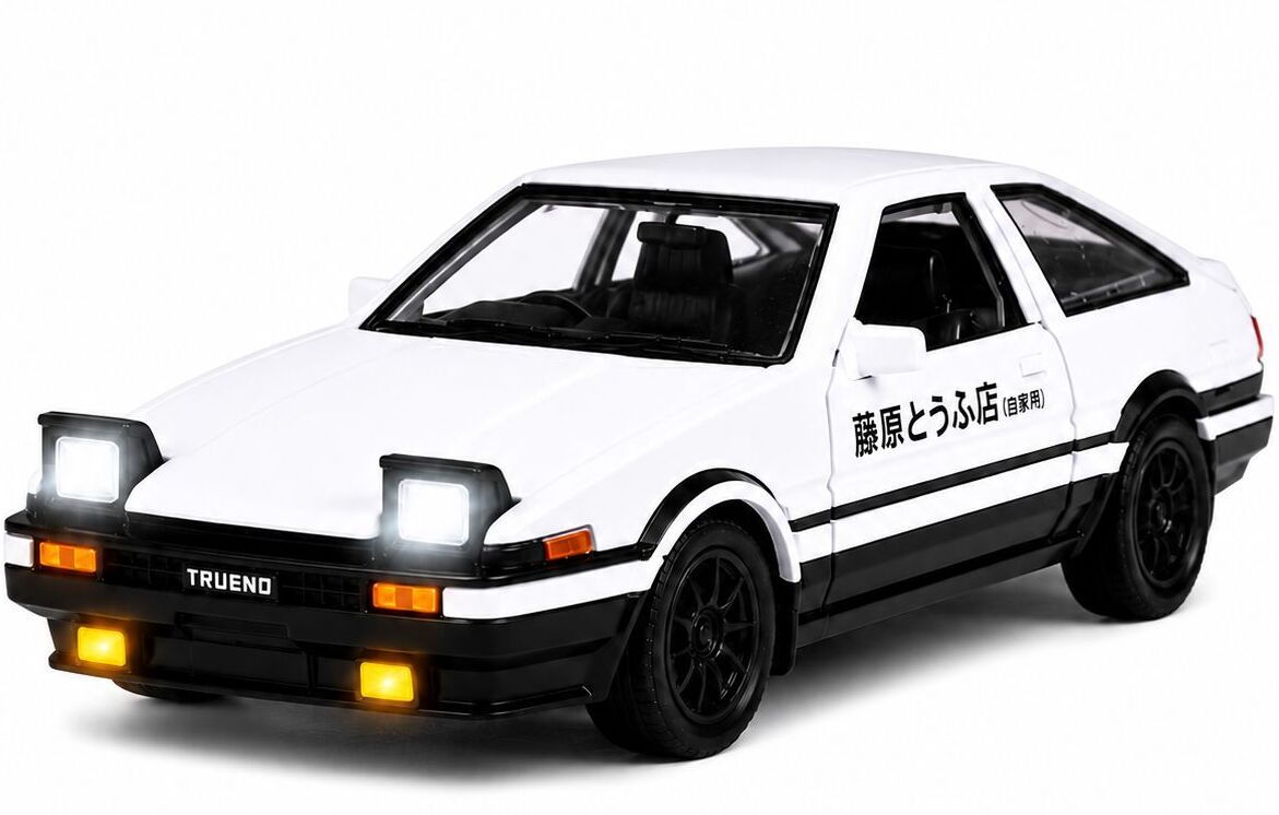 Classic Drift Die Cast Car Light Sound Pull Back Metal Toy White 1:32-image-42