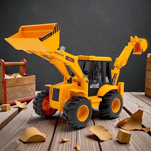 plus shine Heavy Duty Rubber Wheels 2in1 Friction Powered Bulldozer Truck JCB Excavator Toy-picture-17