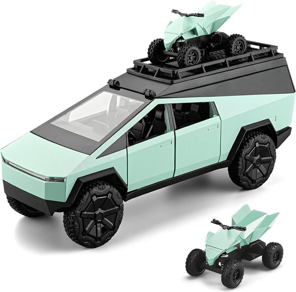 rad cartel 1:32 Tesla Cybertruck Diecast Alloy Pull Back with Sound & Light toys for kids-picture-21