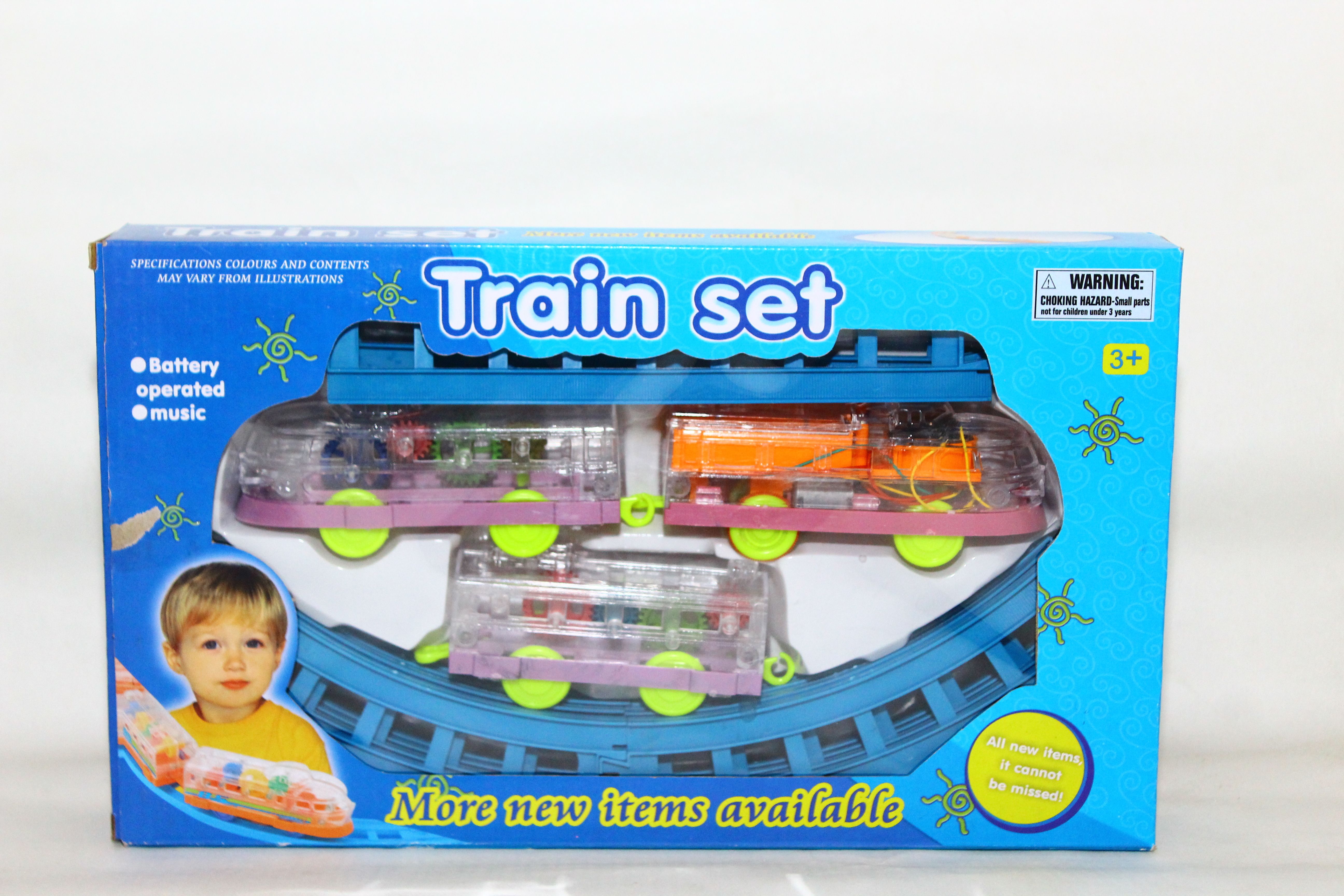Musical Train Set with Long Track with Rotating Gears Transparent Plastic Body-image-29