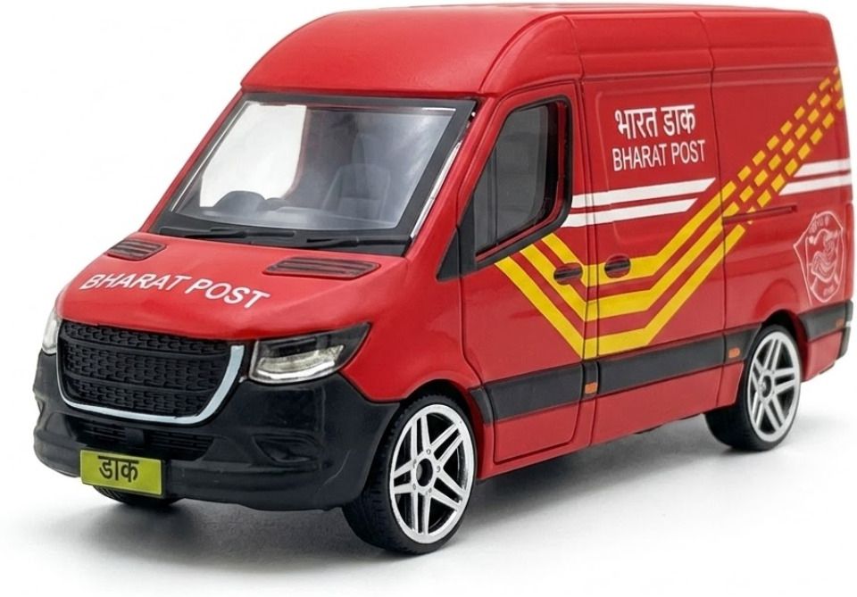 hanal Bharat Post Delivery Van Metal Die-Cast Toy | Freewheel Vehicle for Kids-picture-34