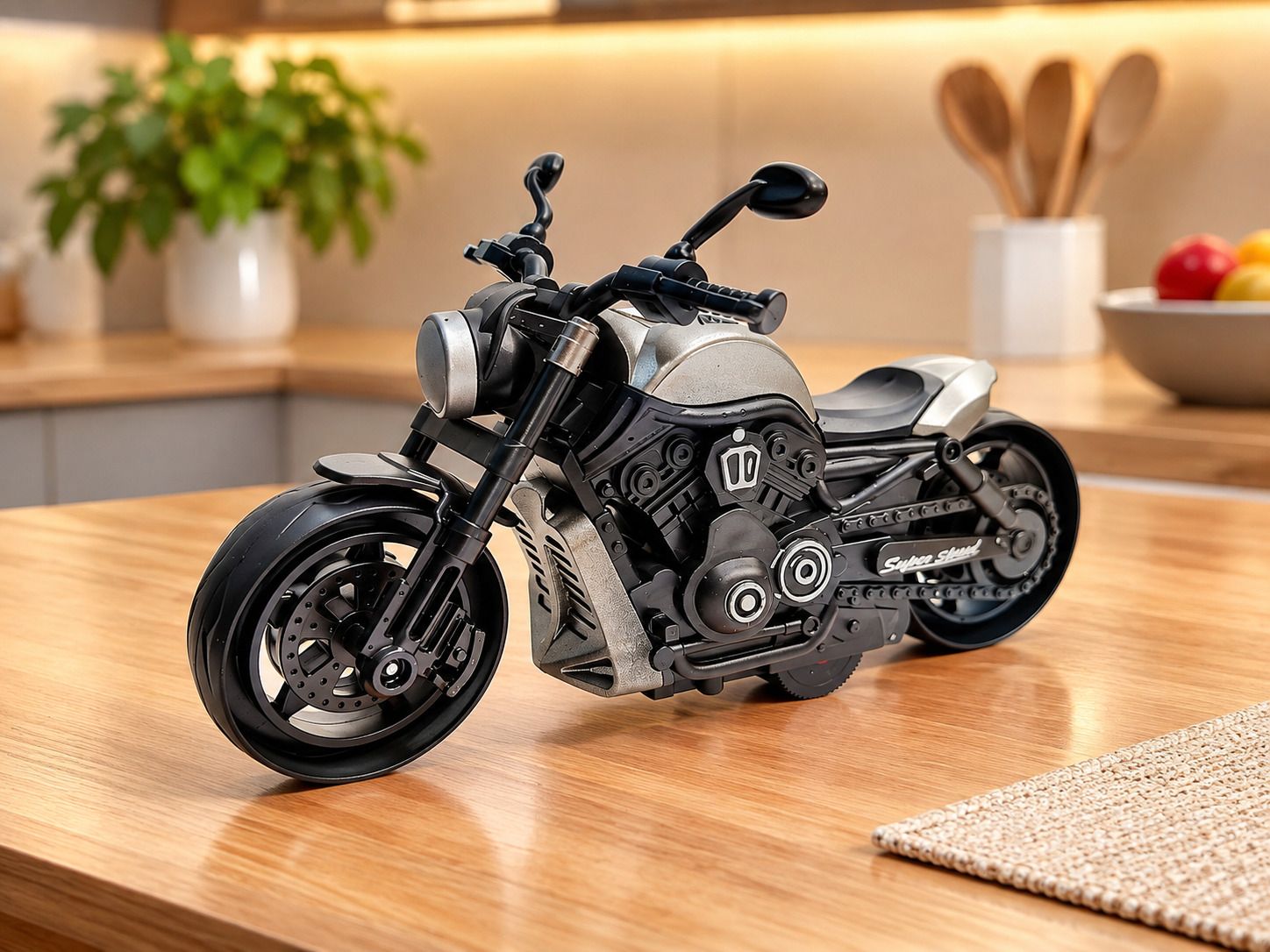 umaie Premium Die-Cast Cruiser Motorcycle Toy Bike | Realistic Collectible Mini Bike-picture-36