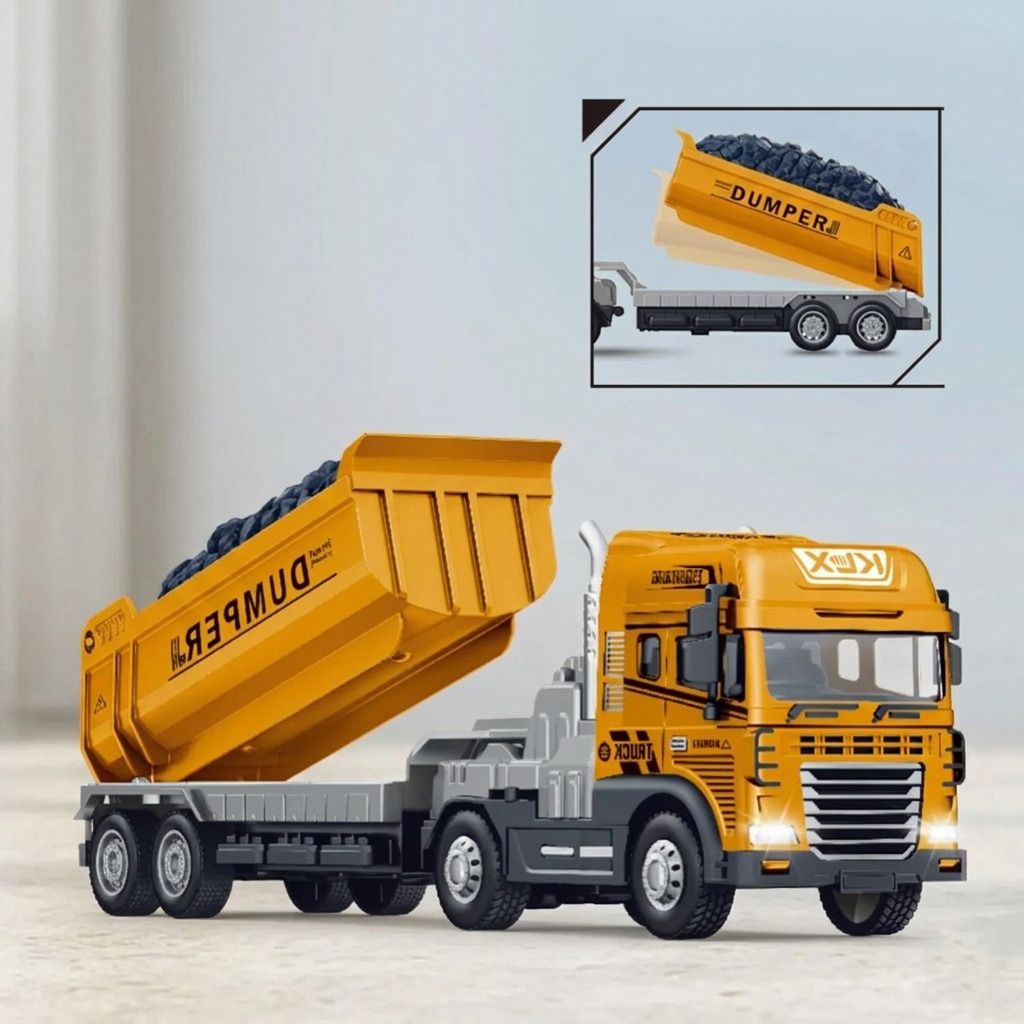 fraimingo Heavy Construction Dumper Truck Toy with Sound Effects and Movable Dump Loader-picture-41