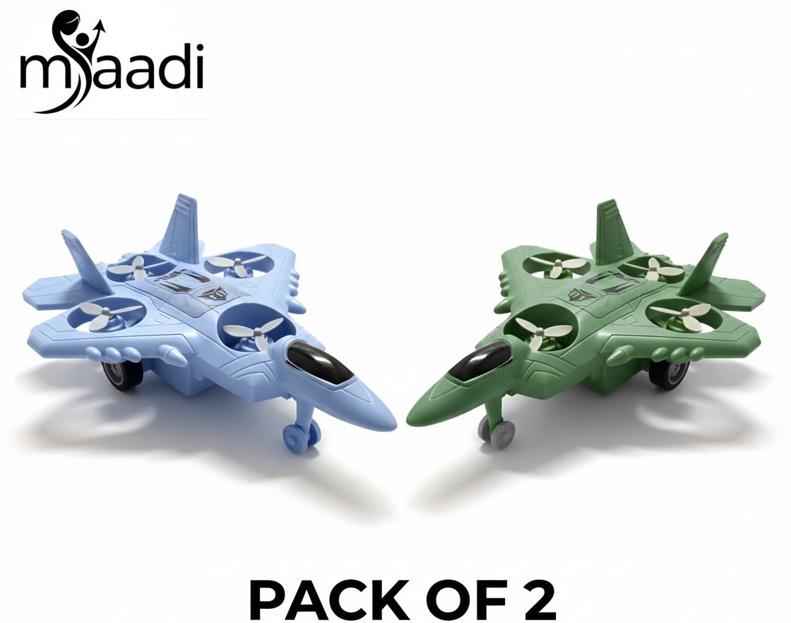 Pack of 2 Push-Pull Fighter Jet Airplane - Best Aircraft Toy Birthday Gift Set-image-9