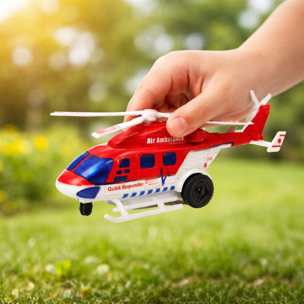 Air Ambulance Helicopter (Push Back Action-Top Fan Moving) Toy for Kids