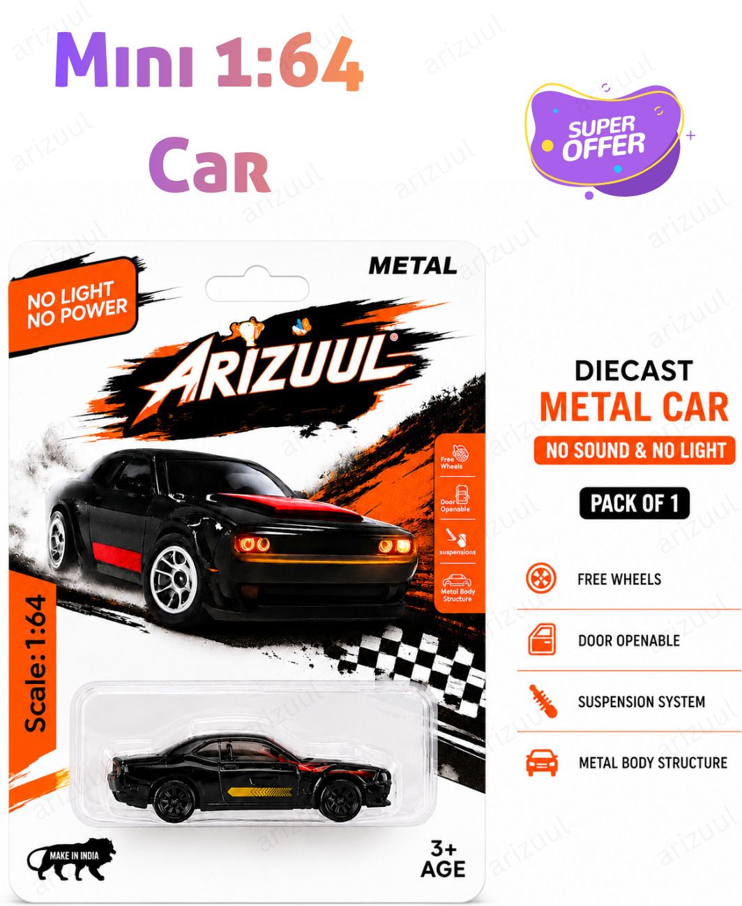 arizuul Dodge Challenger SRT Hellcat Diecast Mini Car Toy 1:64 Scale Metal Vehicle Model-picture-45