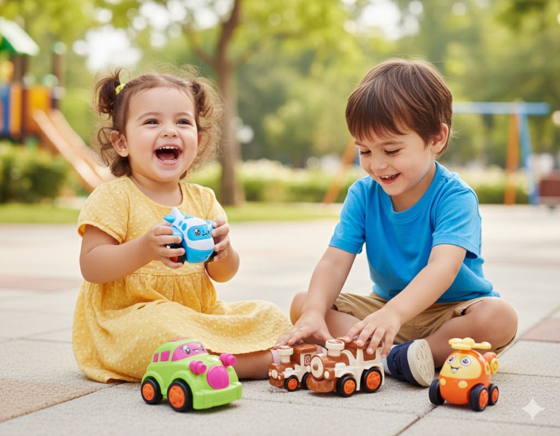 have fun Unbreakable 4 Pcs Pull Back Car Plane Helicopter Train Toy Set for Boys & Girls-picture-22