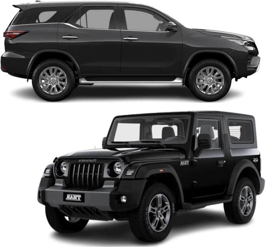 Thar and Fortuner car toy| Pullback feature| Black color-image-4