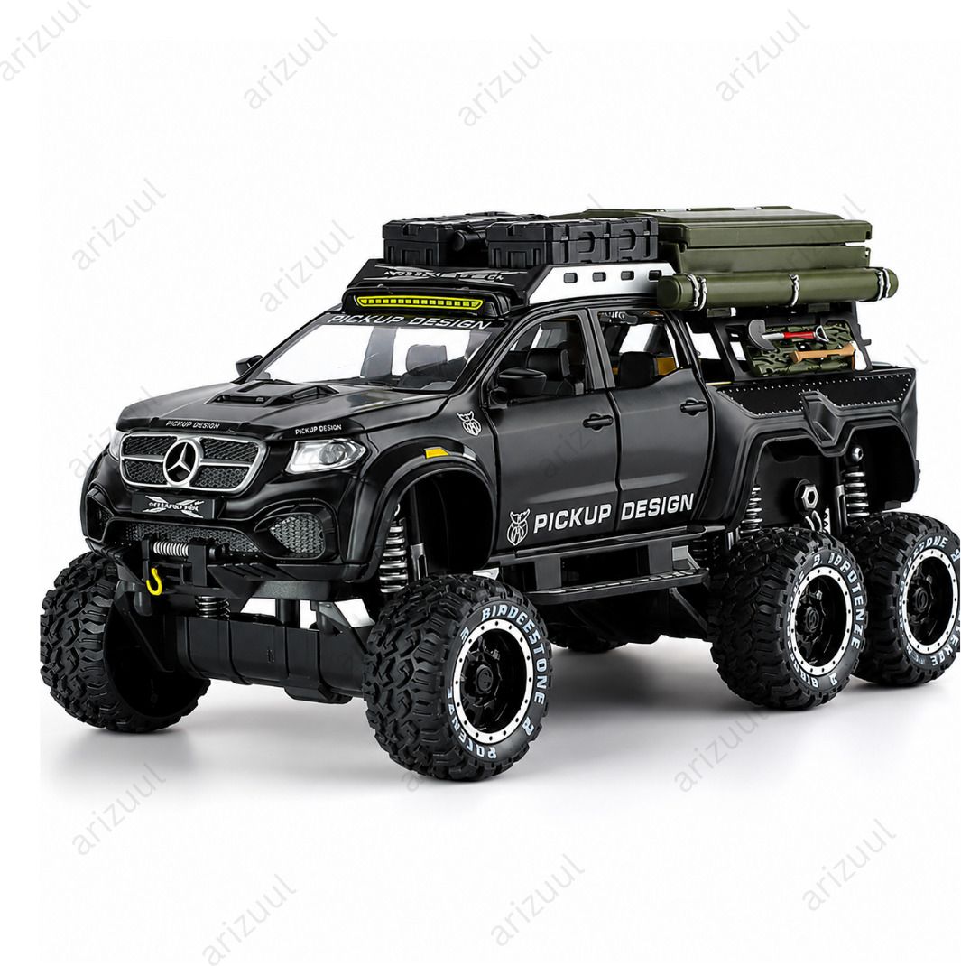 arizuul 1:28 Mercedes X-Class 6x6 Diecast Off-Road Camping Pickup Mercedes Truck Toy-picture-21