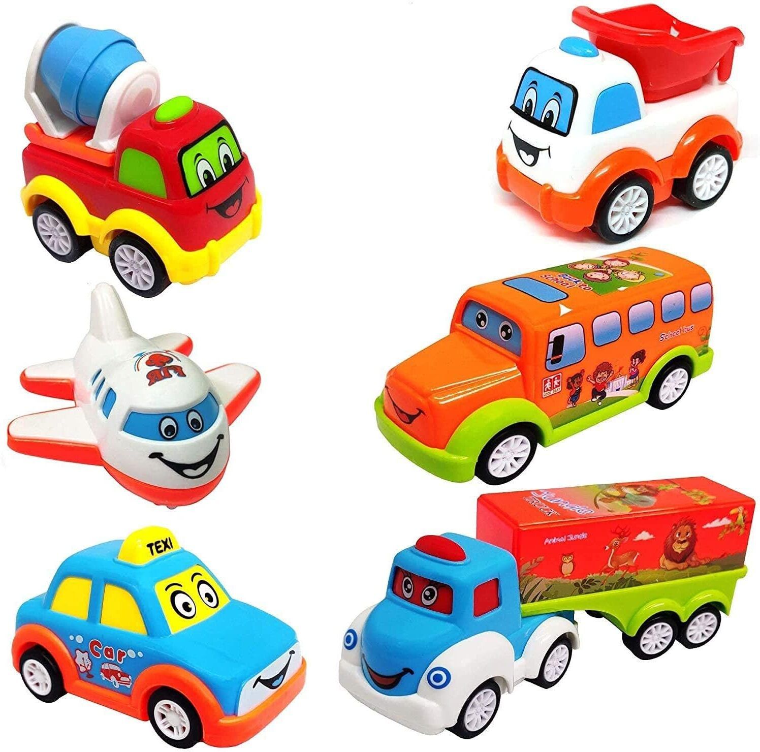 maa momai toys SmileCarz 6-Piece Friction Cartoon Vehicle Toy Set-picture-21