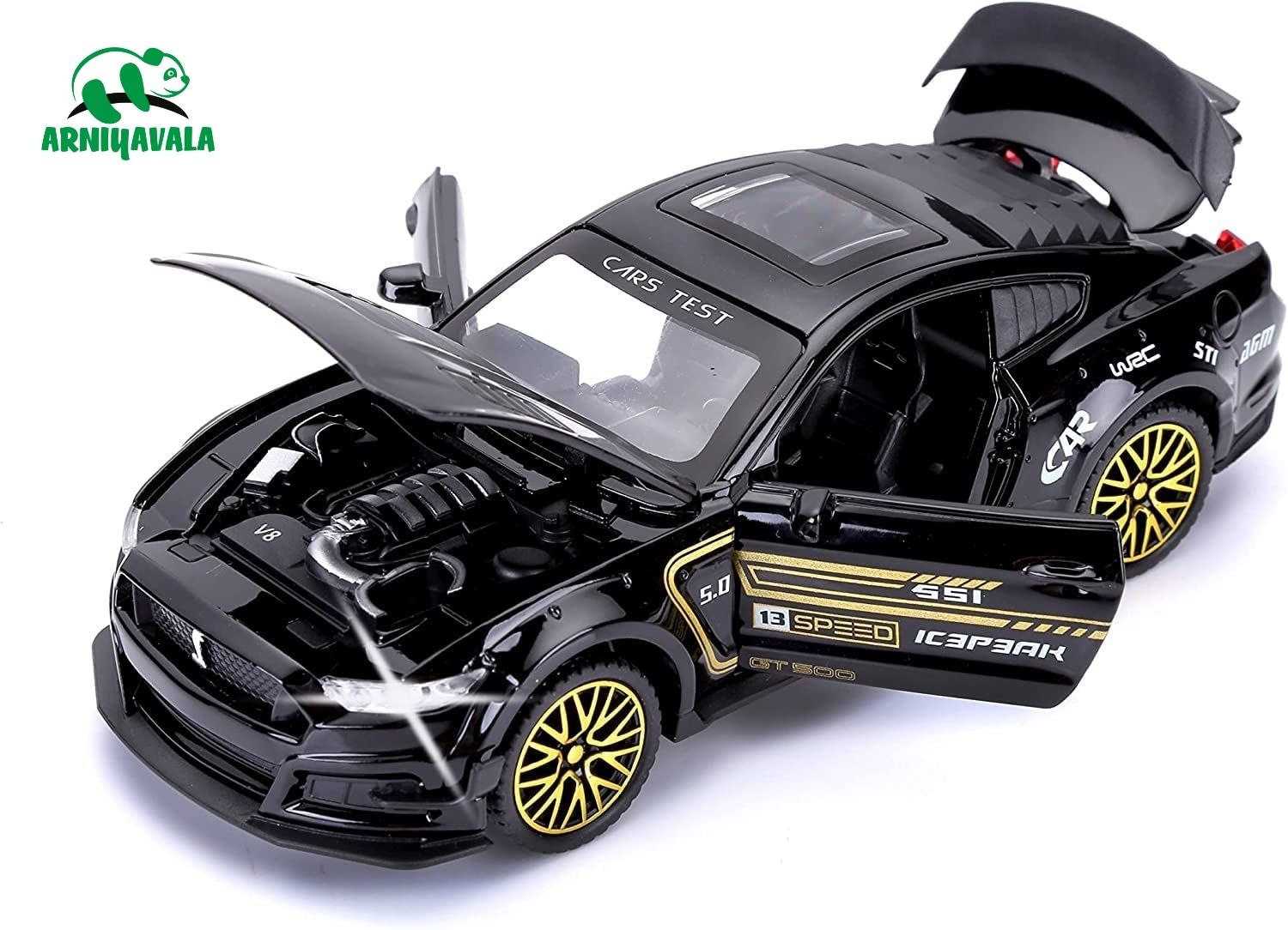 arniyavala 1:32 Mustang GT500 Diecast Metal Pullback Toy car with Openable Doors-picture-41