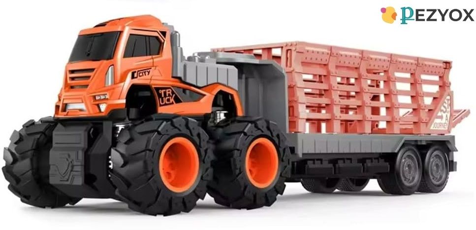 pezyox 1:43 Truck Diecast Alloy Animal Transport Truck Toys with Friction Toy for Kids-picture-16
