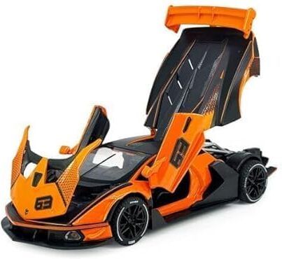 Orange & Black Exotic Supercar Die-Cast Model with Openable Scissor Doors-image-1