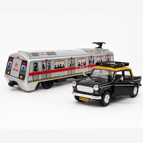 hanal Metro Rail & Queen 70’s Taxi Toy Combo with Pull Back Action & Openable Doors-picture-18