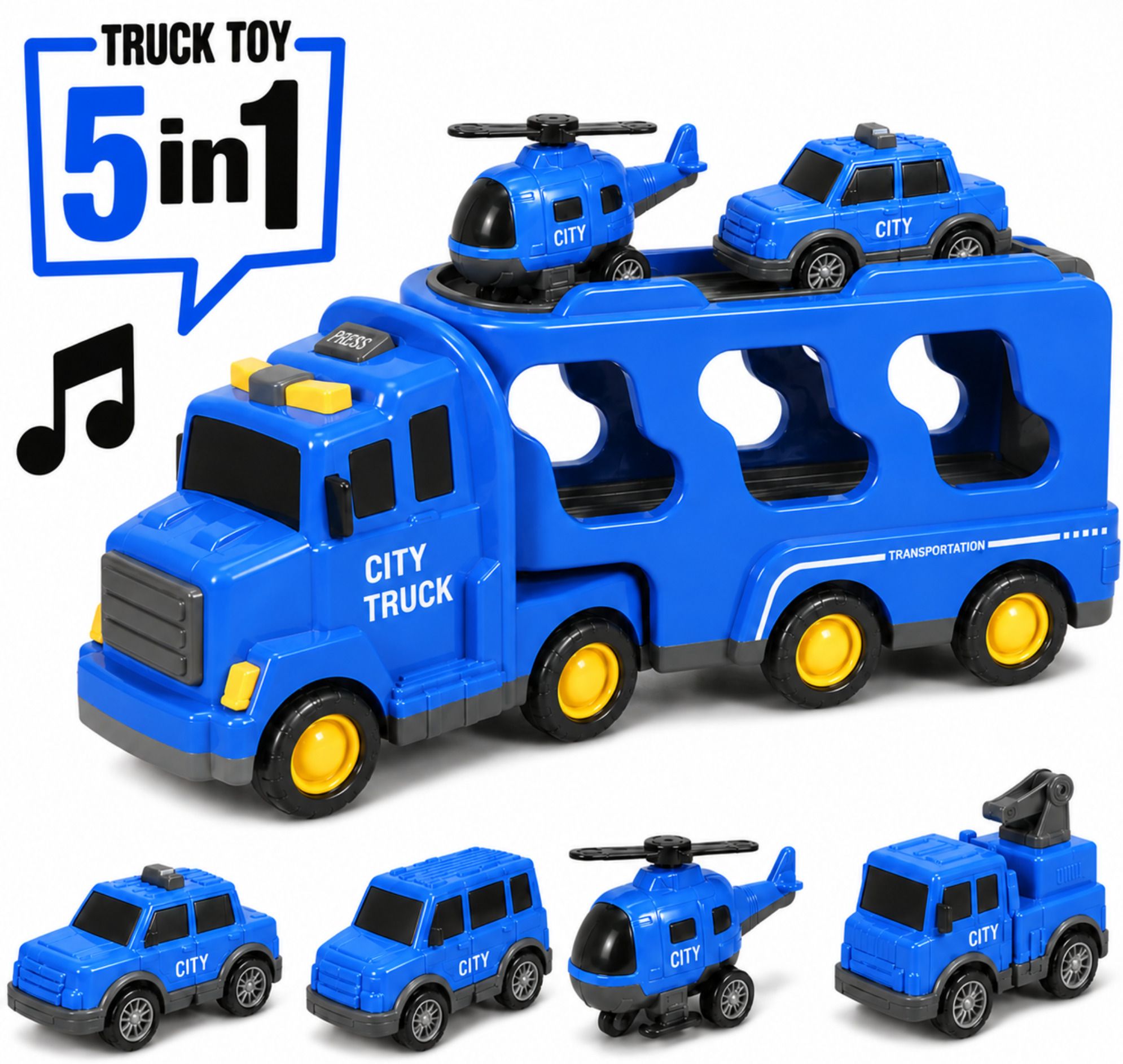 5-in-1 City Carrier Truck Toy For Kids | Music & Lights | Gift for Age 3+-image-6