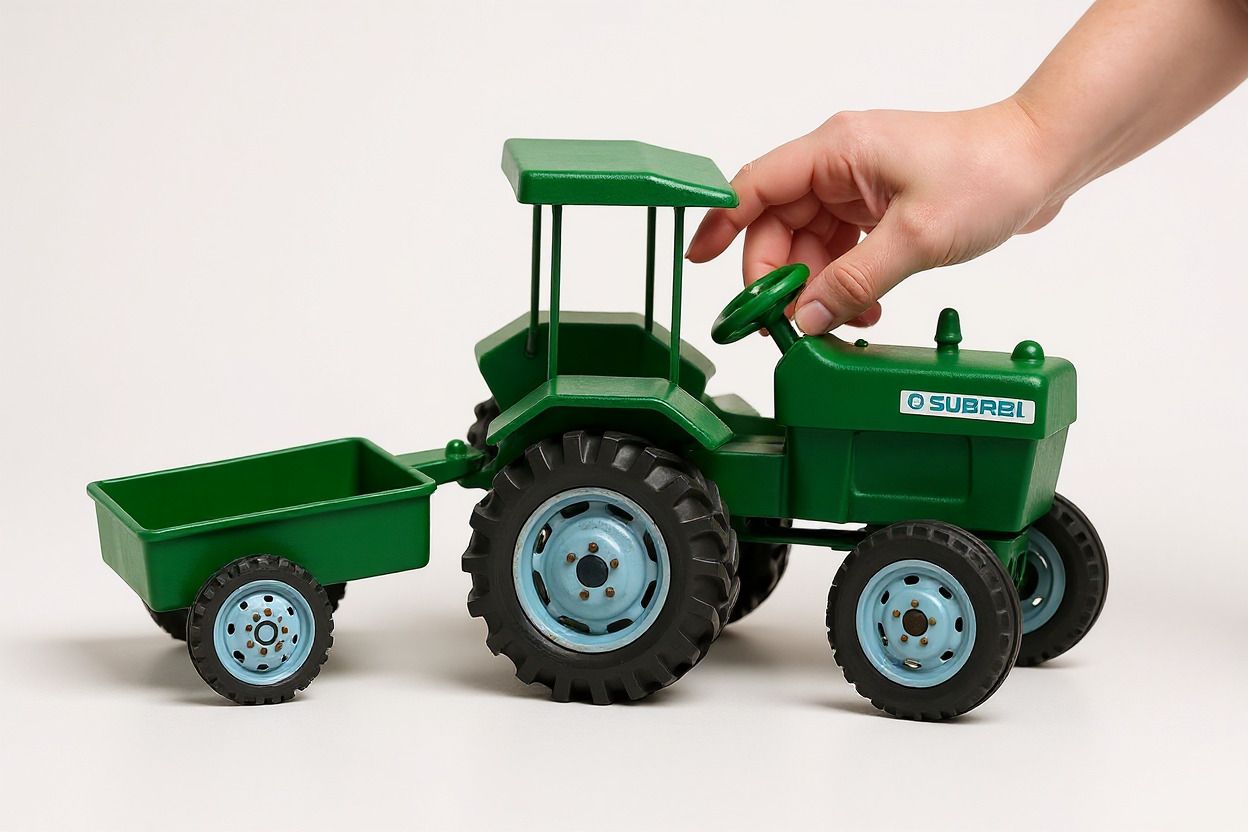 craftedroots Green Mini Farm Tractor Trolley Toy for Children-picture-25