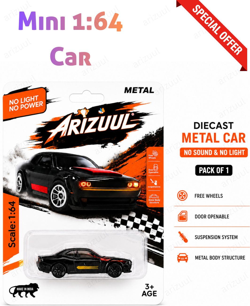 arizuul Dodge Challenger SRT Hellcat Mini Toy Racing Car 1:64 Diecast Metal Vehicle-picture-42