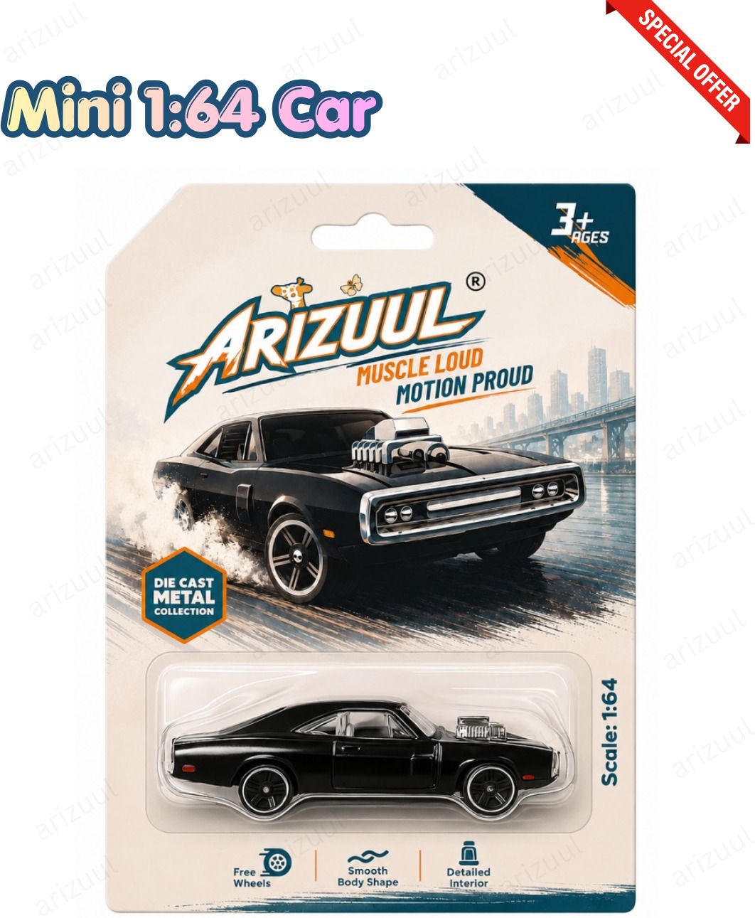 arizuul Fast & Furious Mini Black Muscle Car 1:64 Scale Metal Collectible Toy Vehicle-picture-27