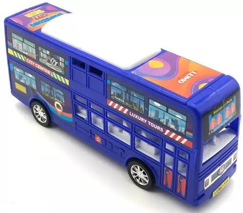 Medium Size Double Decker Plastic Bus Friction Toy for Your Boys and Girls