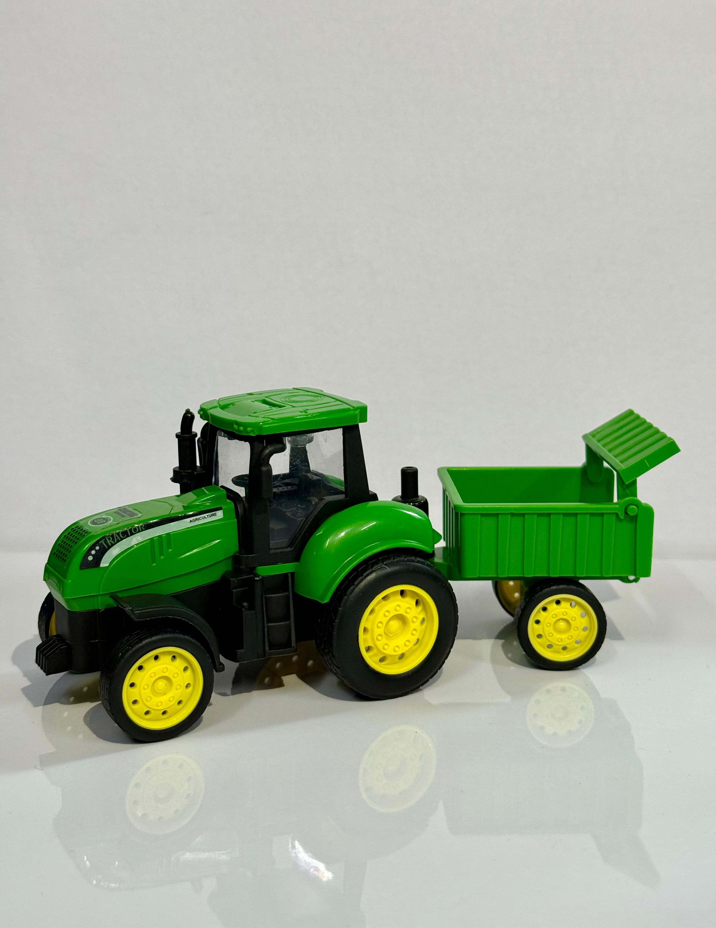 Farm Tractor Toy for Kids-Friction Powered Tractor & Trolley- Heavy Vehicle Toy