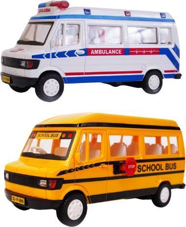 hanal Ambulance & School Bus Set of Pull & Push Toys for Kids-picture-43