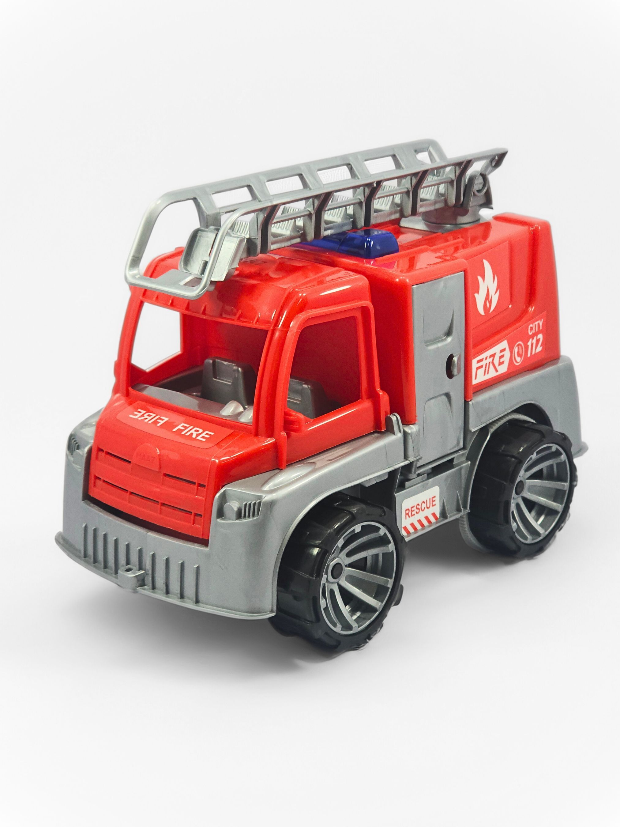 City Fire Engine Toy Truck for Kids with Push & Go Action and Moving Wheels-image-14