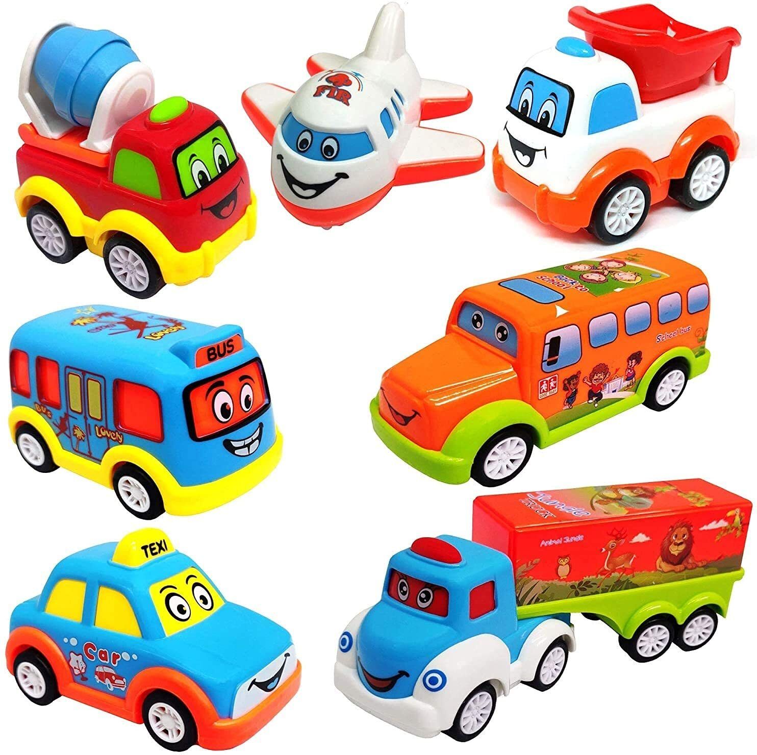 Pack of 7 Pull Back Toy Cars for Kids Unbreakable Friction Powered Vehicles-image-34