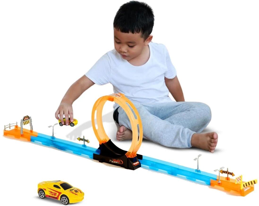 Car Track Set for Kids Racing Adventure Toy Car Set with Loop and Diecast Car