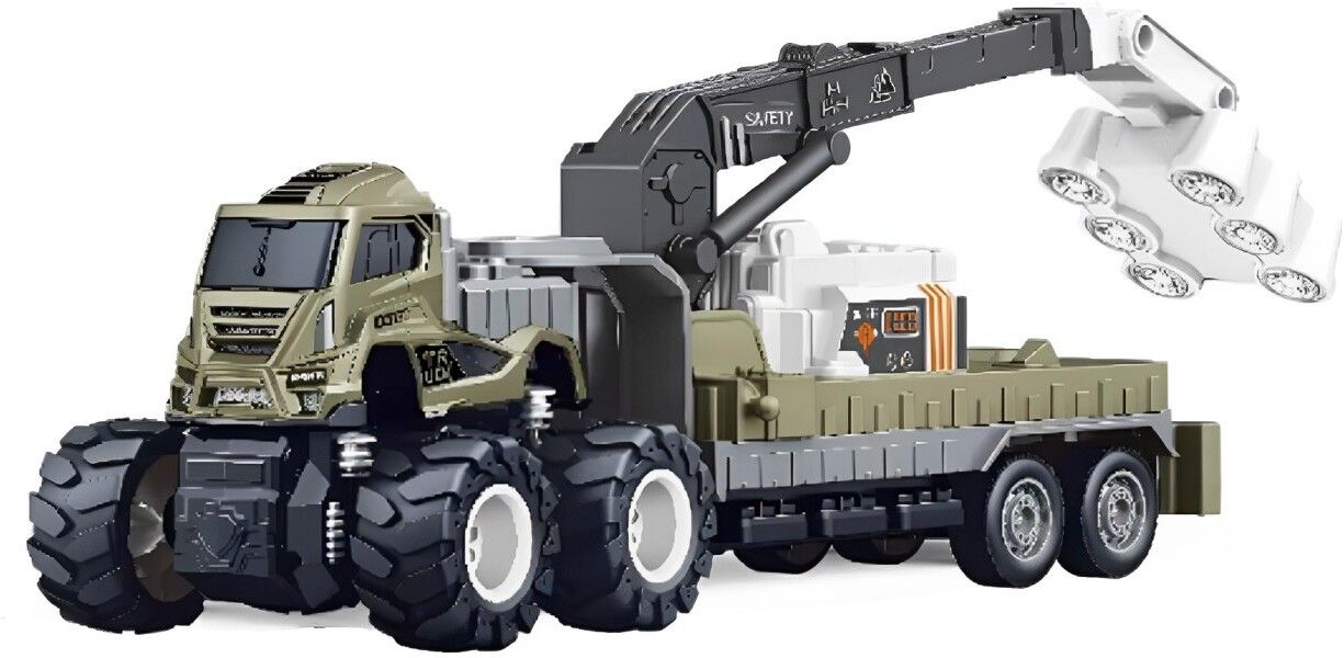 1:43 Friction Powered Metal Diecast Airport Path Lightening Crane Monster Truck-image-2