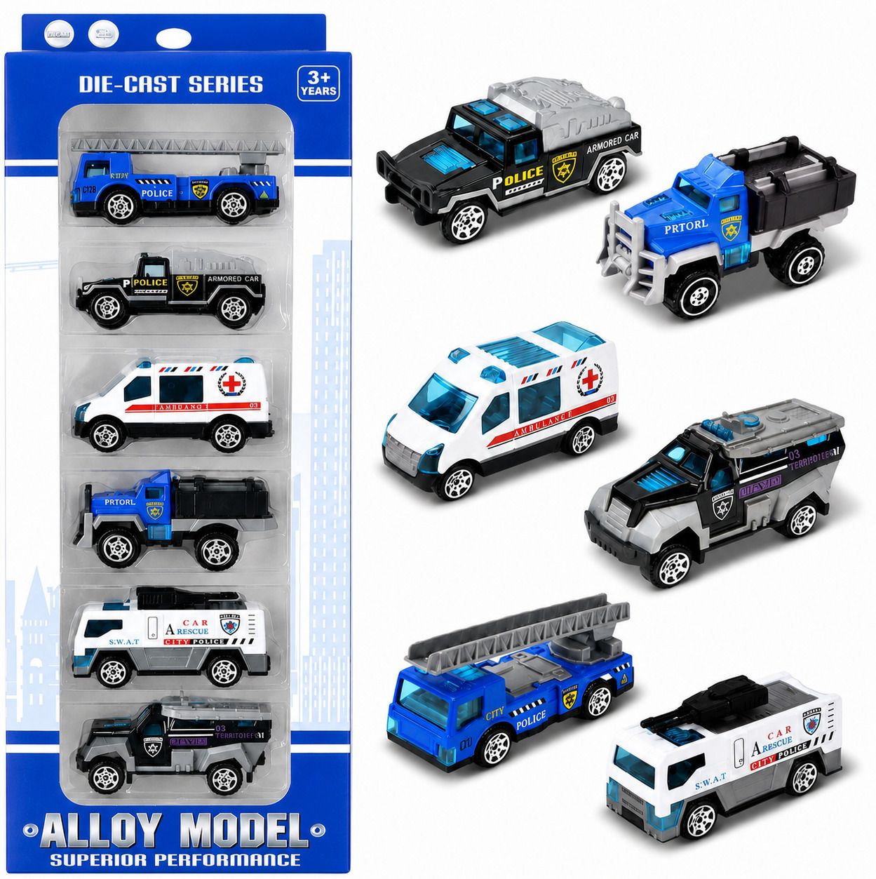 learn with fun Die Cast Metal Unbreakable Push and Go Police Car Set Toys for Kids-picture-41