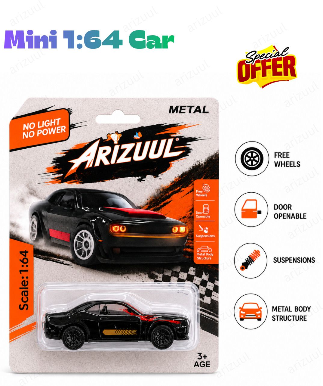 arizuul Dodge Challenger Premium Collectible Diecast Car with Metal Body Construction-picture-12