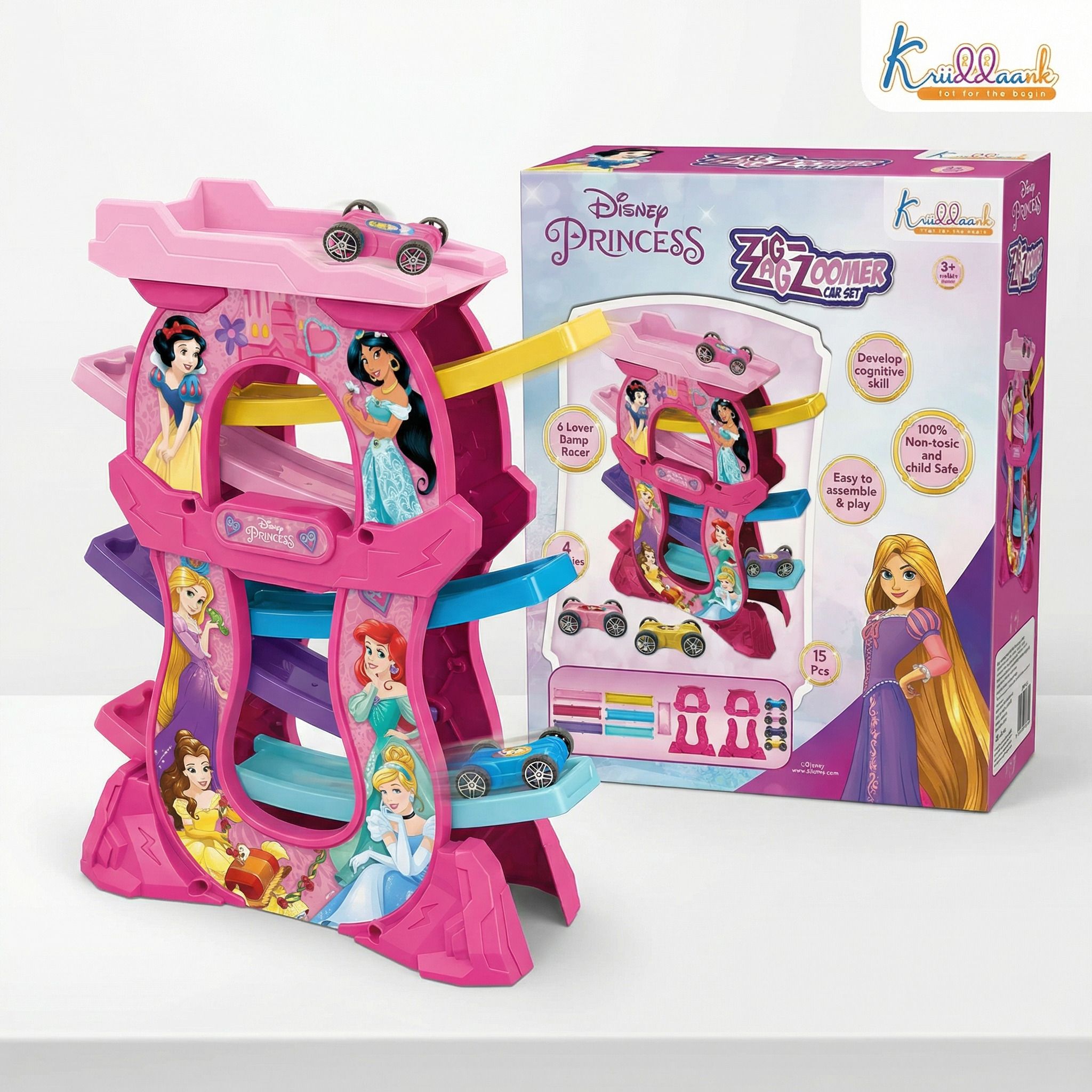 Princess Zig Zag Zoomer Ramp Racer Car Track for Fun Racing-image-13