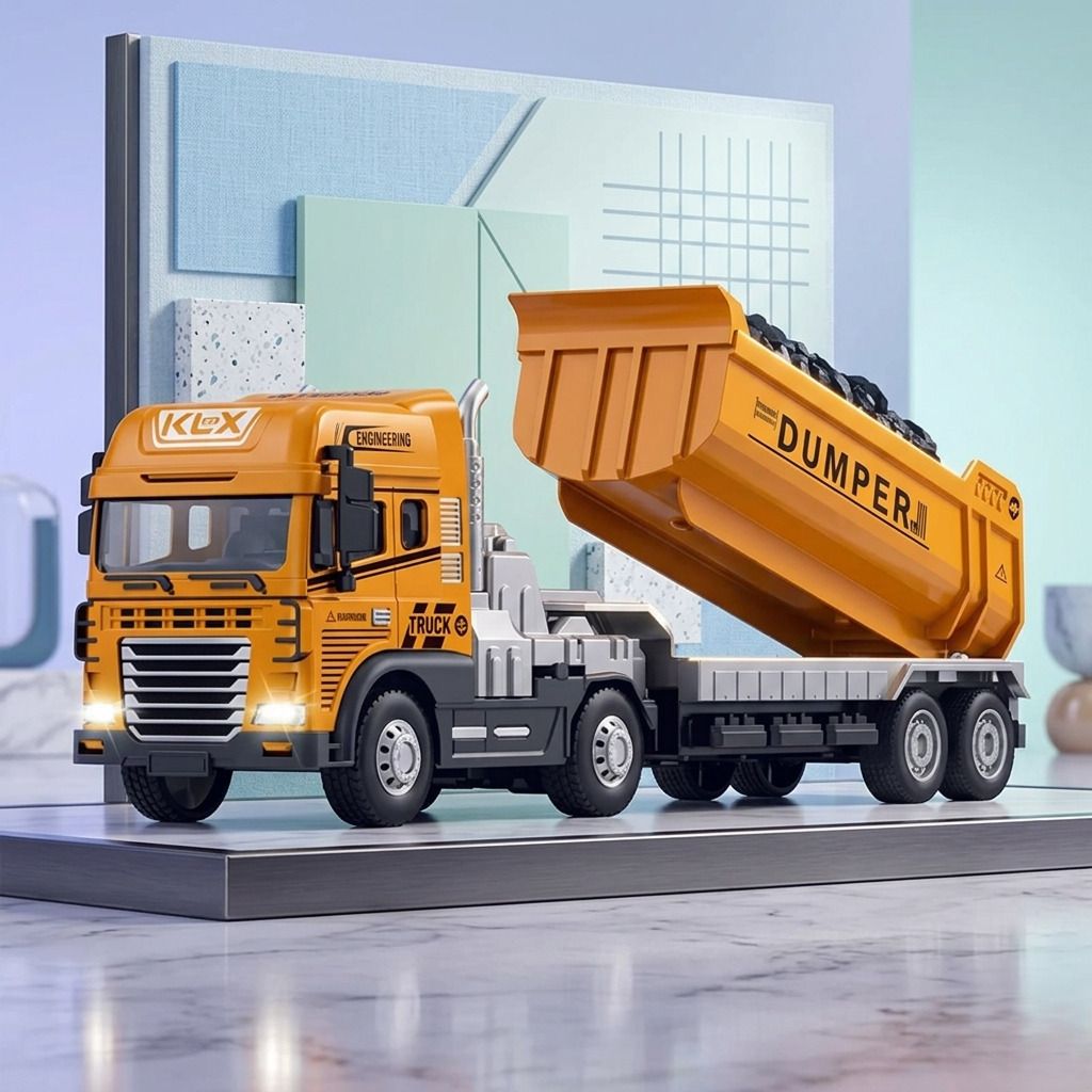 fraimingo Engineering Dumper Truck Toy with Music Lights and Movable Loading Bed-picture-38