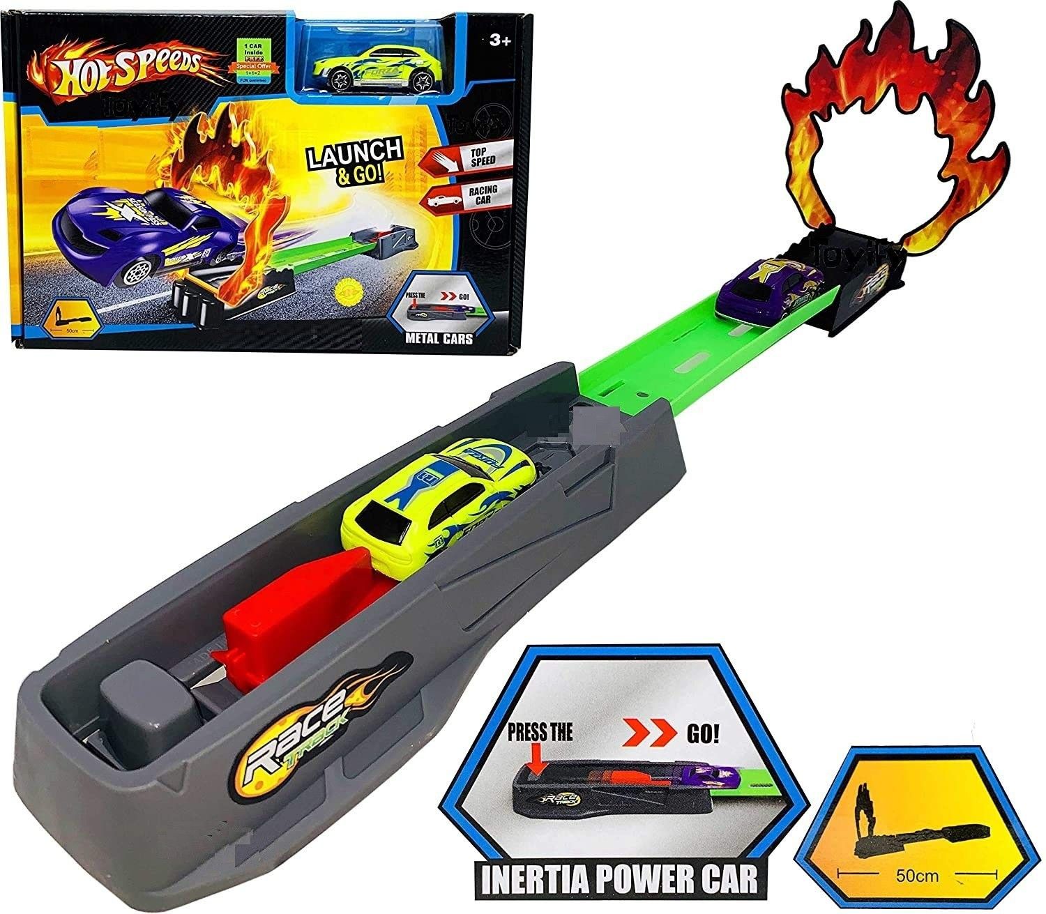 Launch Race and Go with Racing Cars Launcher with top Speed Metal car multicolor