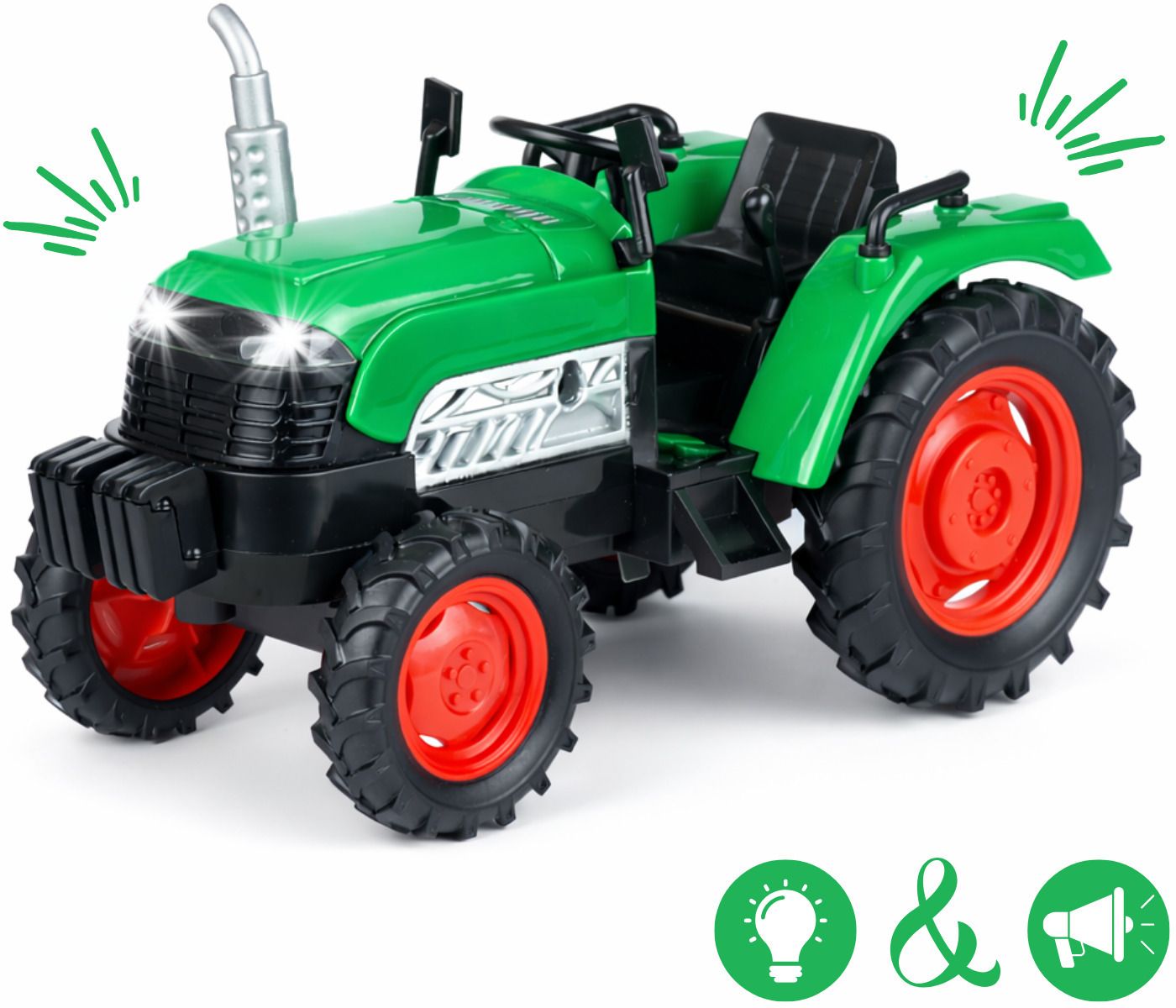 Light & Sound Farm Tractor Adventure Toy Pull back Action Vehicle, Green-image-10